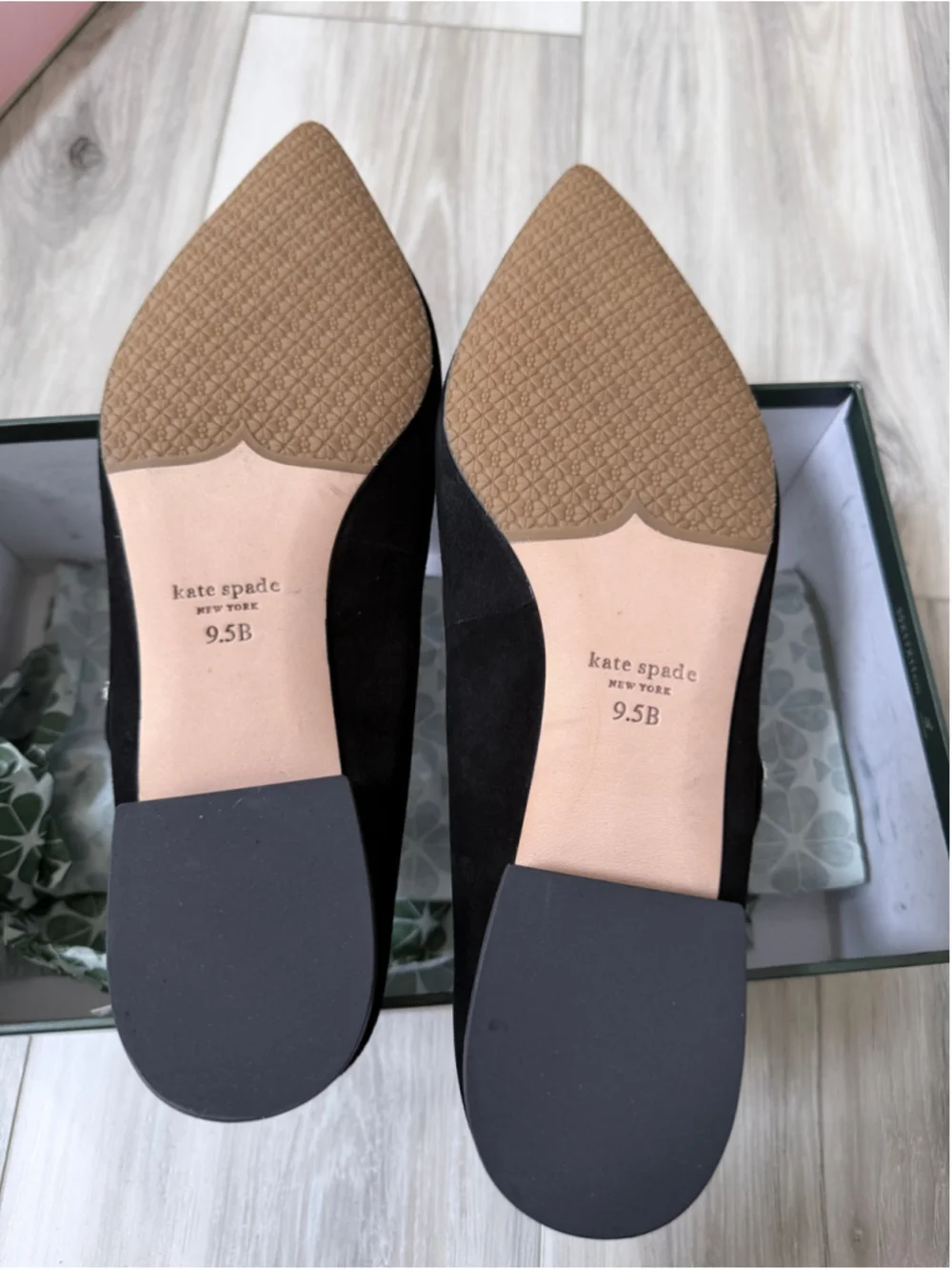 Kate Spade Meg Mules Black Suede Pointed Toe Crystal Size 9.5 New Box